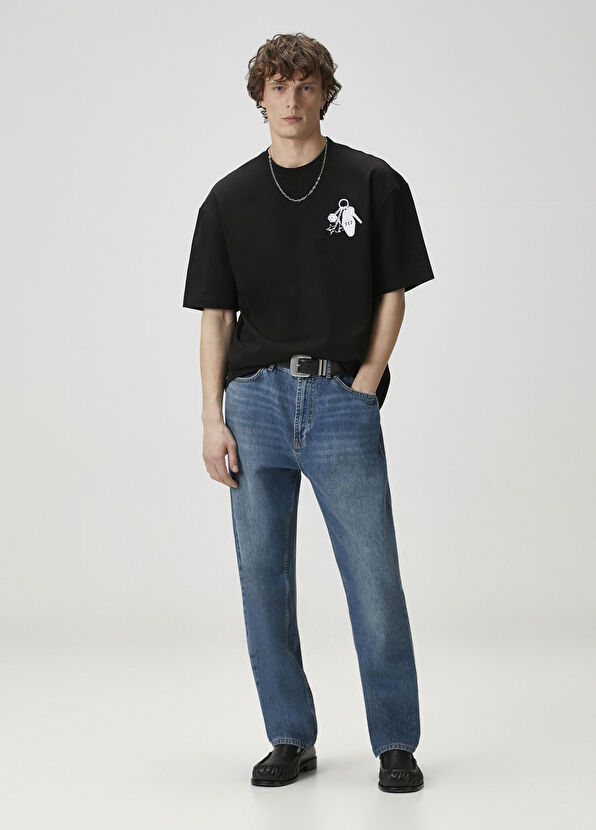 Academia Black Key Print Oversize T-shirt - 3