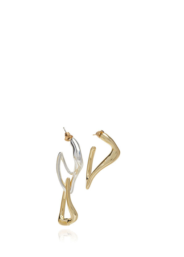 Beymen Club Gold Silver Kıvrımlı Kadın Küpe - 3