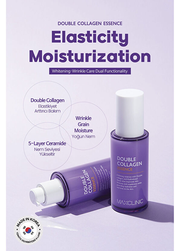 Maxclinic Düşük Moleküllü Kolajen İçeren Kırışıklık Karşıtı Esans MAXCLINIC Double Collagen Essence Serum 50 ml - 4