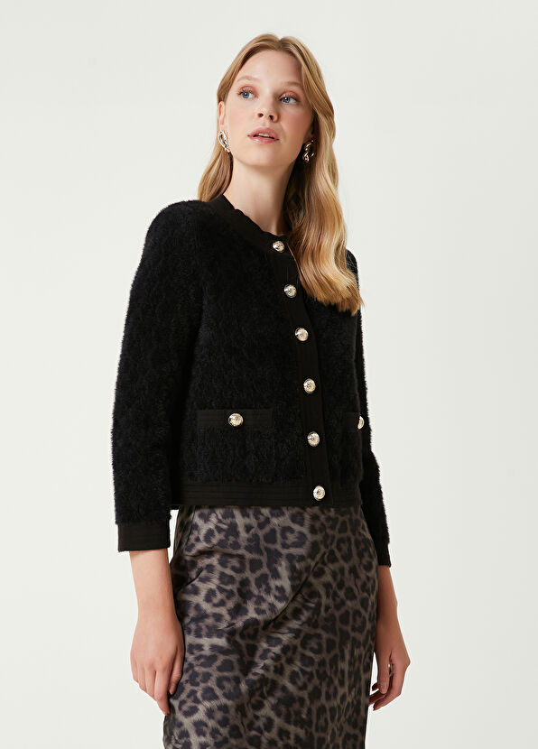 Siyah Tüylü Hırka Beymen Club Siyah Tüylü Hırka - 4