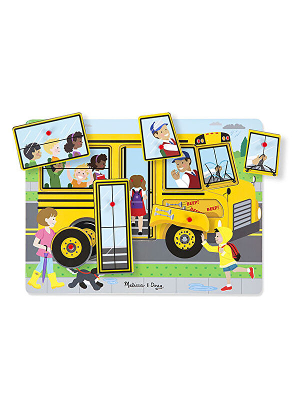Melissa & Doug The Wheels on the Bus 6 Parça Ahşap Sesli Yapboz - 2
