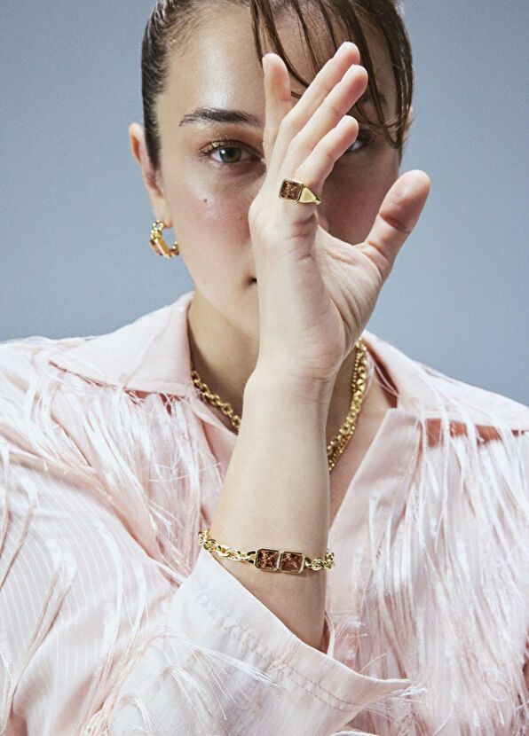 Lovy Atelier Tena Şampanya 22 Ayar Altın Kaplama Kadın Bileklik - 2