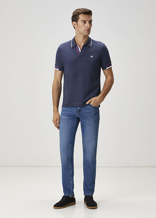Beymen Club Navy Blue Stripe Detailed Polo T-Shirt - 2