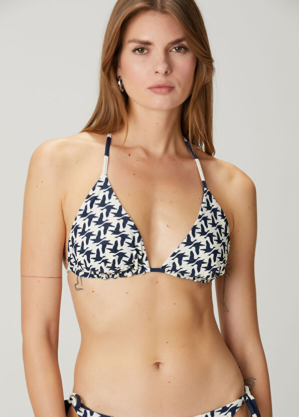Beymen Club Navy blue white reversible bikini top - 2
