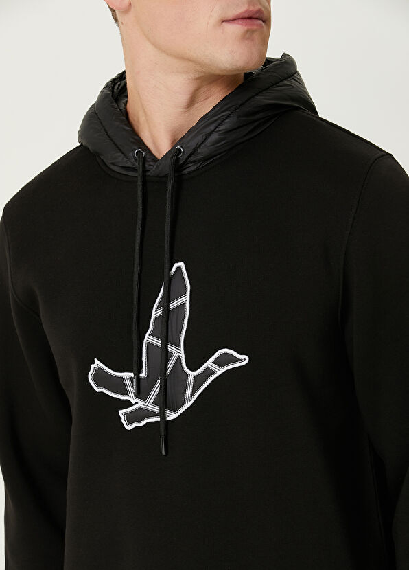 Beymen Club Black Hooded Goose Embroidered Sweatshirt - 4