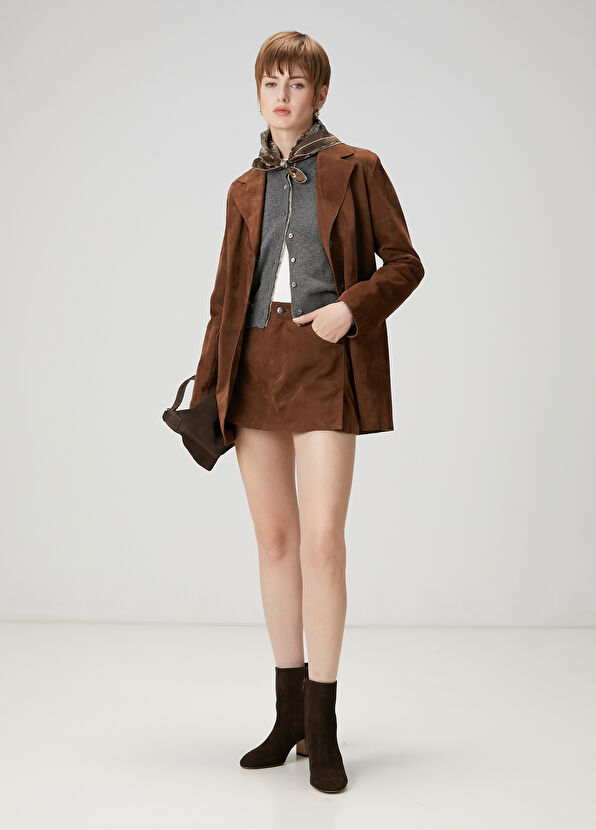 Beymen Club Brown Mini Suede Skirt - 1