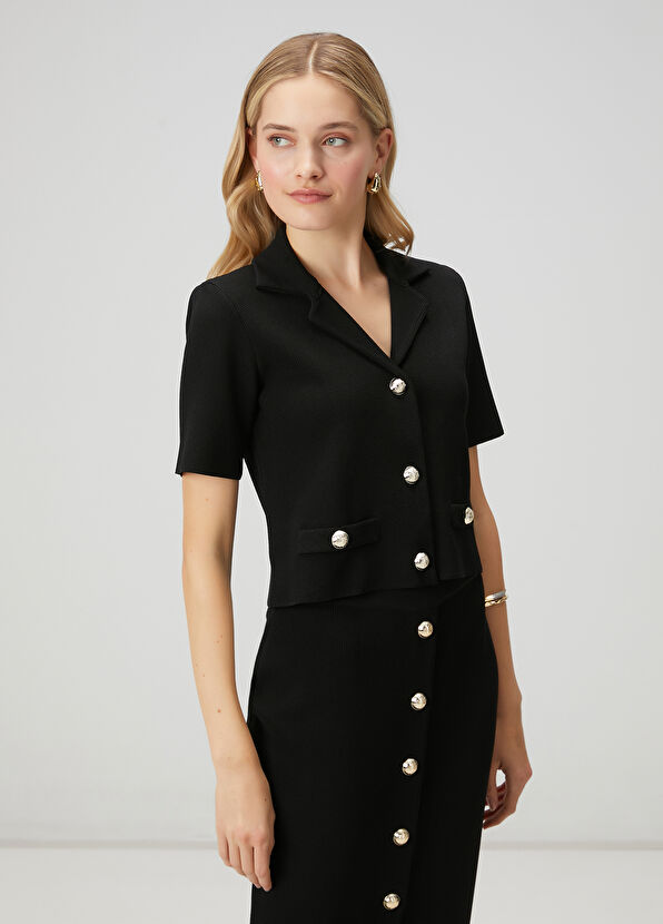 Beymen Club Siyah Crop Triko Ceket - 1