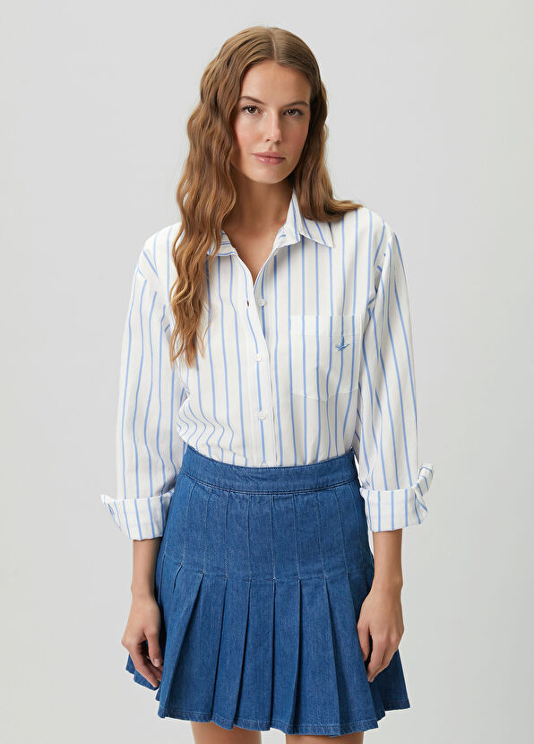 Beymen Club Blue White Pinstripe Shirt - 4