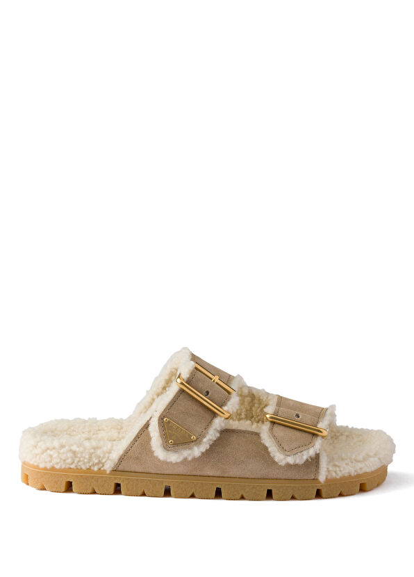 Prada Shearling Suede Women's Slippers - 1