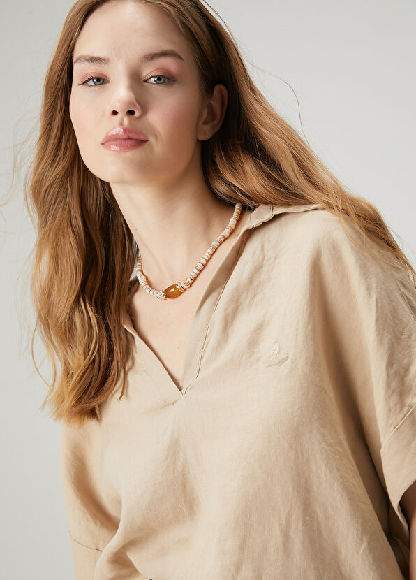 Beymen Club Bej Keten Bluz - 2