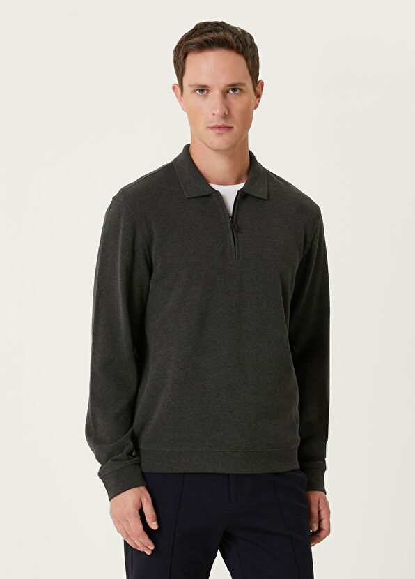 Beymen Club Antrasit Polo Yaka Sweatshirt - 1
