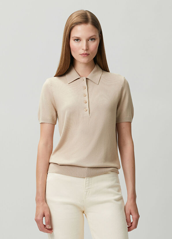 Beymen Club Beige Short Sleeve Polo Sweater - 1
