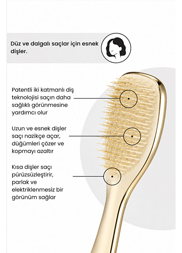 Tangle Teezer Mini Ultimate Detangler Champagne Gold Chrome Mini Size Hair Brush Comb - 2