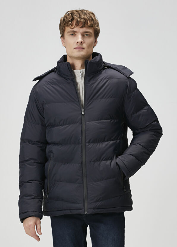 Beymen Club Lacivert Kapüşonlu Puff Mont - 1