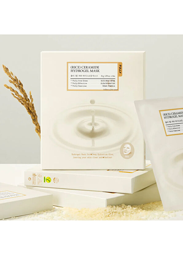 Fully Rice Ceramide Hydrogel Pirinç Özlü Yoğun Nemlendirici 4'lü Hidrojel Maske - 3