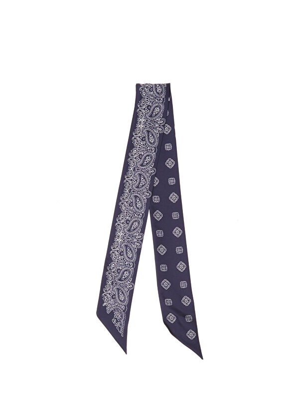 Beymen Club Navy Blue Double-Sided Women's Silk Stripe Scarf - 2