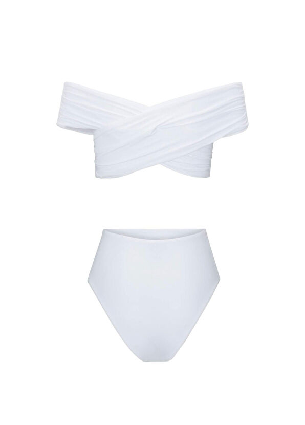 Direct Message Iyo Beyaz Yüksek Bel Kadın Bikini Takımı - 2