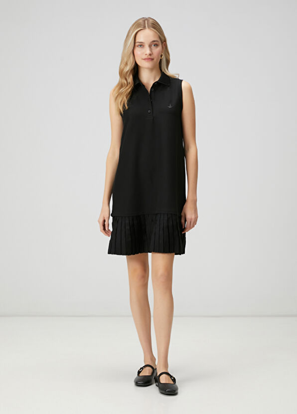 Beymen Club Siyah Pileli Mini Polo Elbise - 4