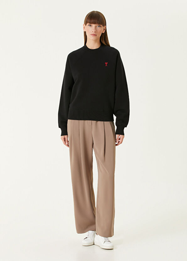 Ami Paris Siyah Logo Nakışlı Sweatshirt - 2