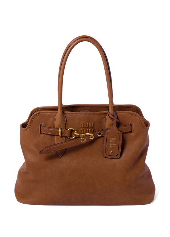 Miu Miu Aventure Kahverengi Napa Deri Kadın El Çantası - 1