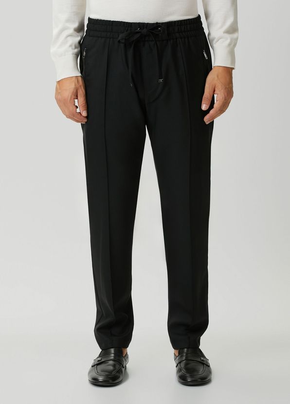 Dolce&Gabbana Black Waist Corded Wool Trousers - 2
