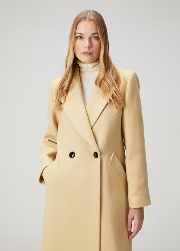 Beymen Club Açık Sarı Yün Palto - 2