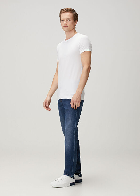 Beyaz Logo Nakışlı T-shirt - Görsel 3