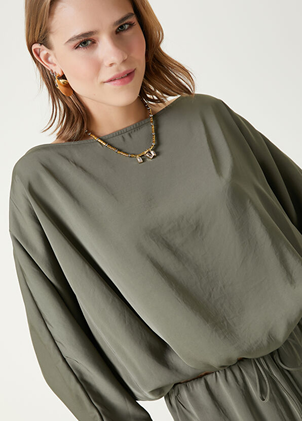 Beymen Club Khaki Crop Blouse With Laces At The Waist - 2