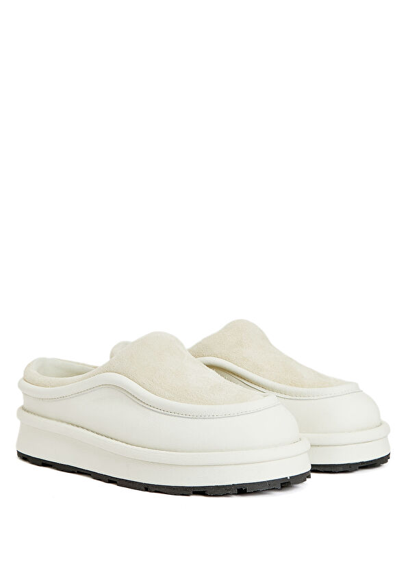 Beyaz Kadın Deri Terlik - Görsel 3