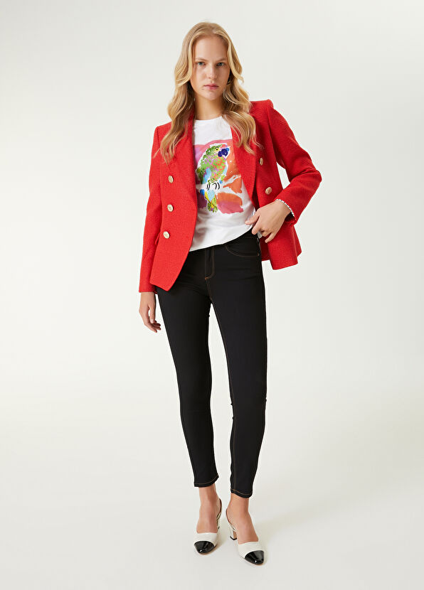 Beymen Club Beyaz Taşlı Papağan Baskılı T-shirt - 3