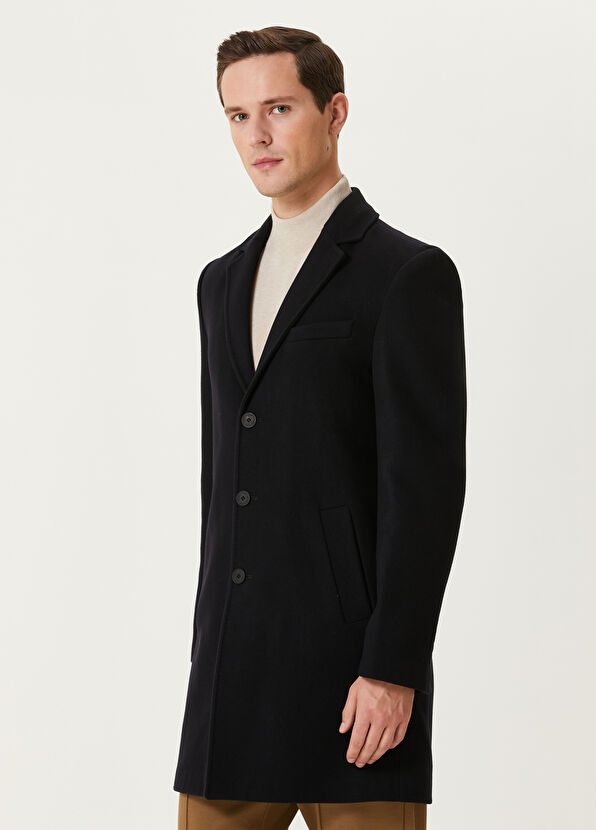 Beymen Club Lacivert Yün Kaşe Palto - 3