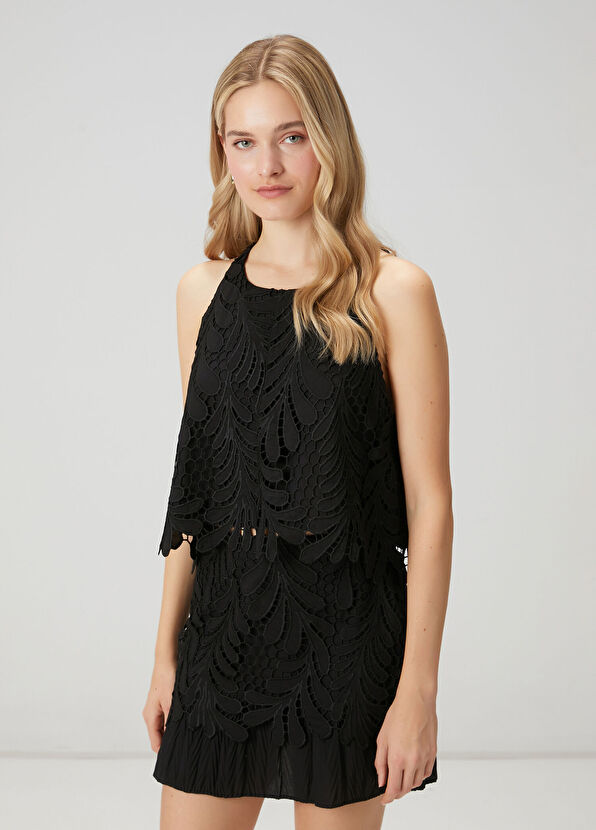 Beymen Club Black Guipure A-Line Blouse - 4