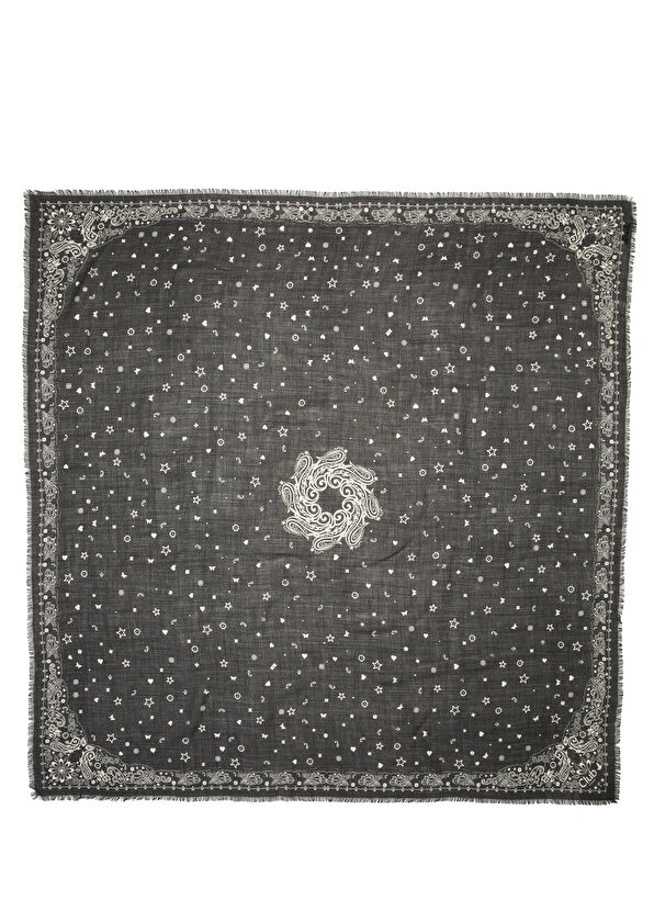 Beymen Club Siyah Şal Desenli Kadın Yün İpek Şal - 1