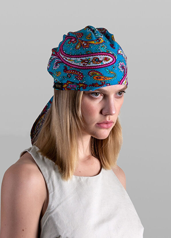 Sibi Hats Neli Shawl Patterned Turquoise Voile Women's Bandana - 2