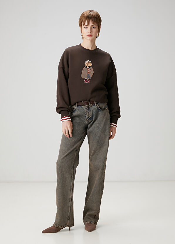 Beymen Club Koyu Kahverengi Köpek Nakışlı Sweatshirt - 2