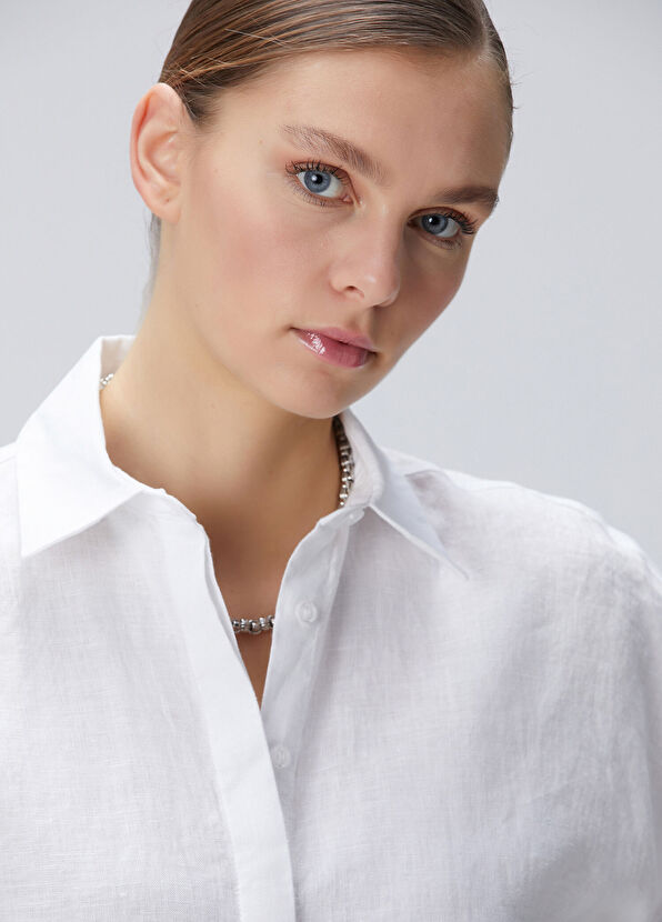 Network Beyaz Keten Gömlek - 2