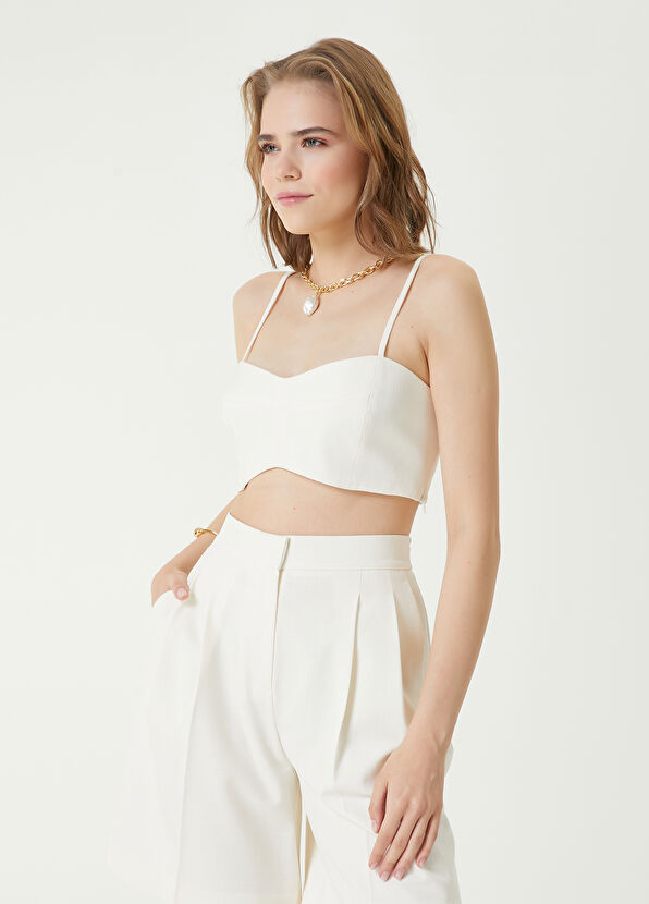 Beymen Club Beyaz Crop Bluz - 4