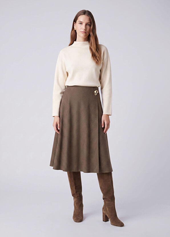 Beymen Club Brown Wrap Closure Midi Skirt - 2
