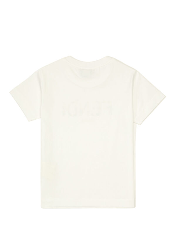 Fendi Beyaz Sarı Logo Baskılı Kız Çocuk T-shirt - 2