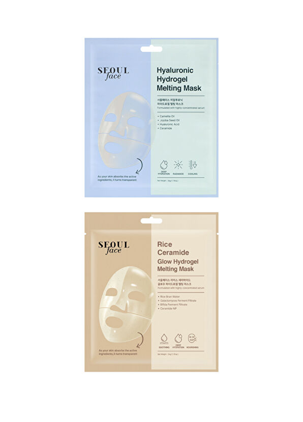 Dermal Hyalüronik ve Pirinç Nemlendirici Pürüzsüzleştirici Eriyen Kore Yüz Maske Seti 34 gr - 1