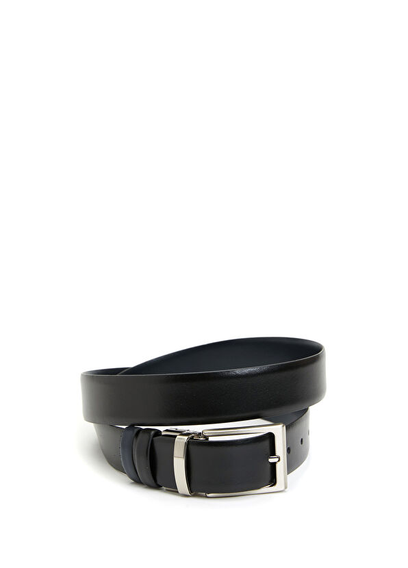 Beymen Club Siyah Lacivert Çift Taraflı Erkek Deri Kemer - 1