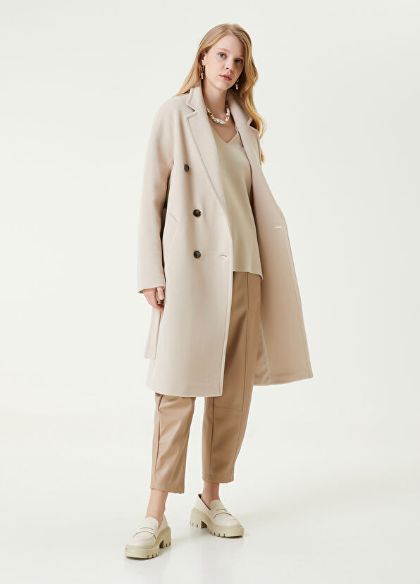 Beymen Club Beige Double-breasted Wool Cashmere Coat - 2