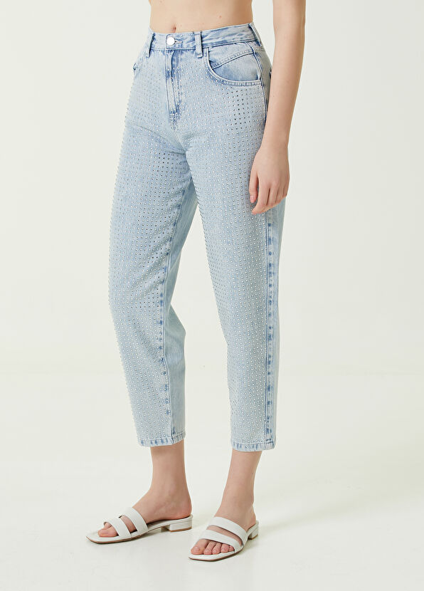 Beymen Club Slouchy Açık Mavi Taş Baskılı Jean Pantolon - 3