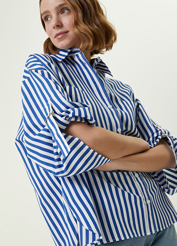 Beymen Club Mavi Çizgi Desenli Gömlek - 2