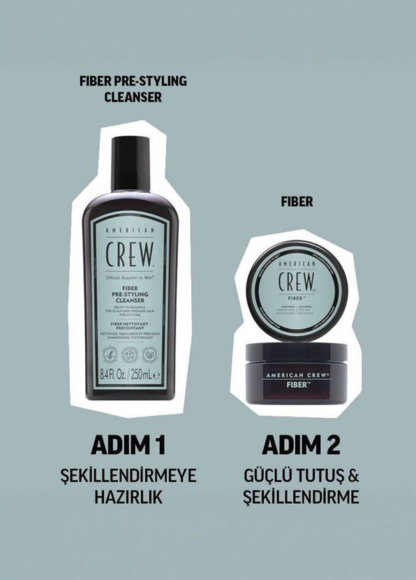 American Crew Crew Fıber Şampuan 250 ml + Fıber Saç Şekillendirici 50 gr 2'li Erkek Saç Bakım Seti - 2