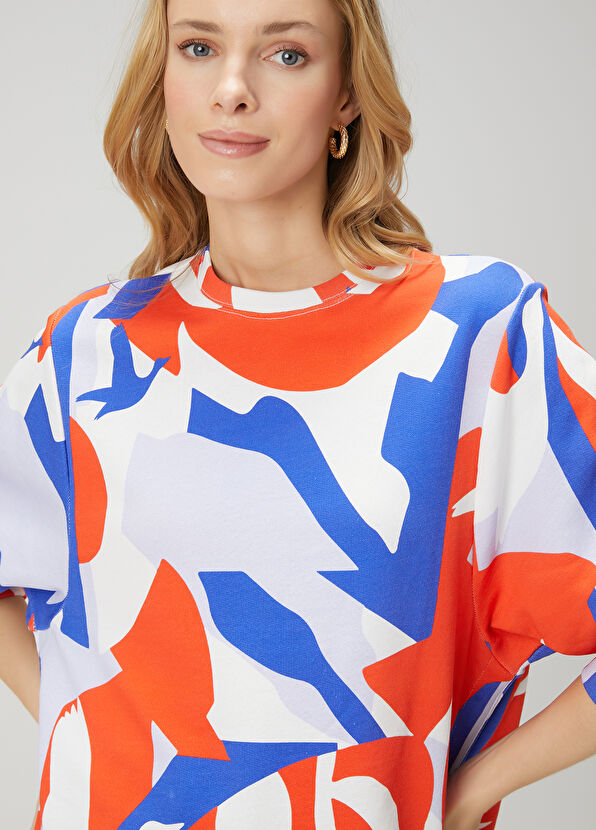 Beymen Club Blue Coral Logo Patterned Sweatshirt - 2