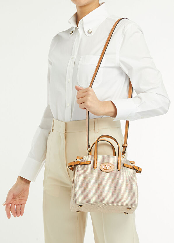 Valentino Garavani Antibes Small Tote Naturel Kadın Çanta - 2