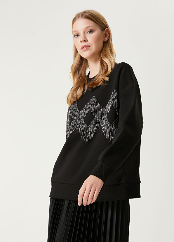 Beymen Club Black Chain Detailed Sweatshirt - 4