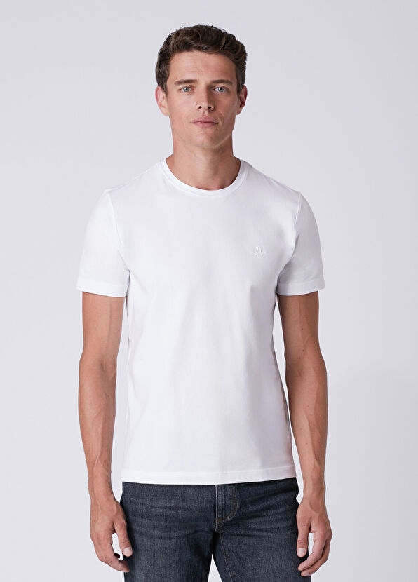 Beymen Club Regular Fit Off White Elastane Basic T-Shirt - 1