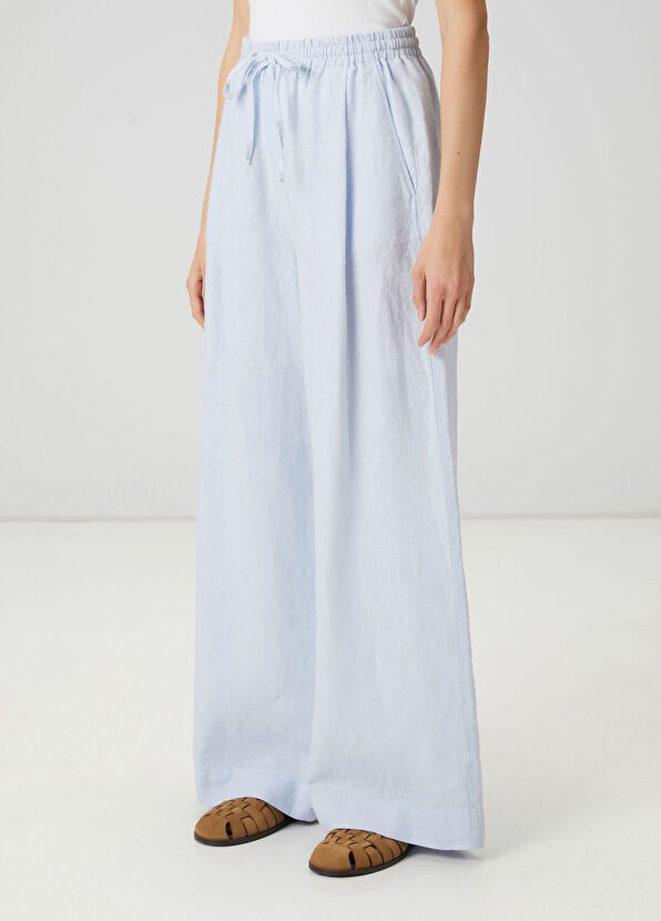 Beymen Club Light Blue Wide-Leg Linen Trousers - 2